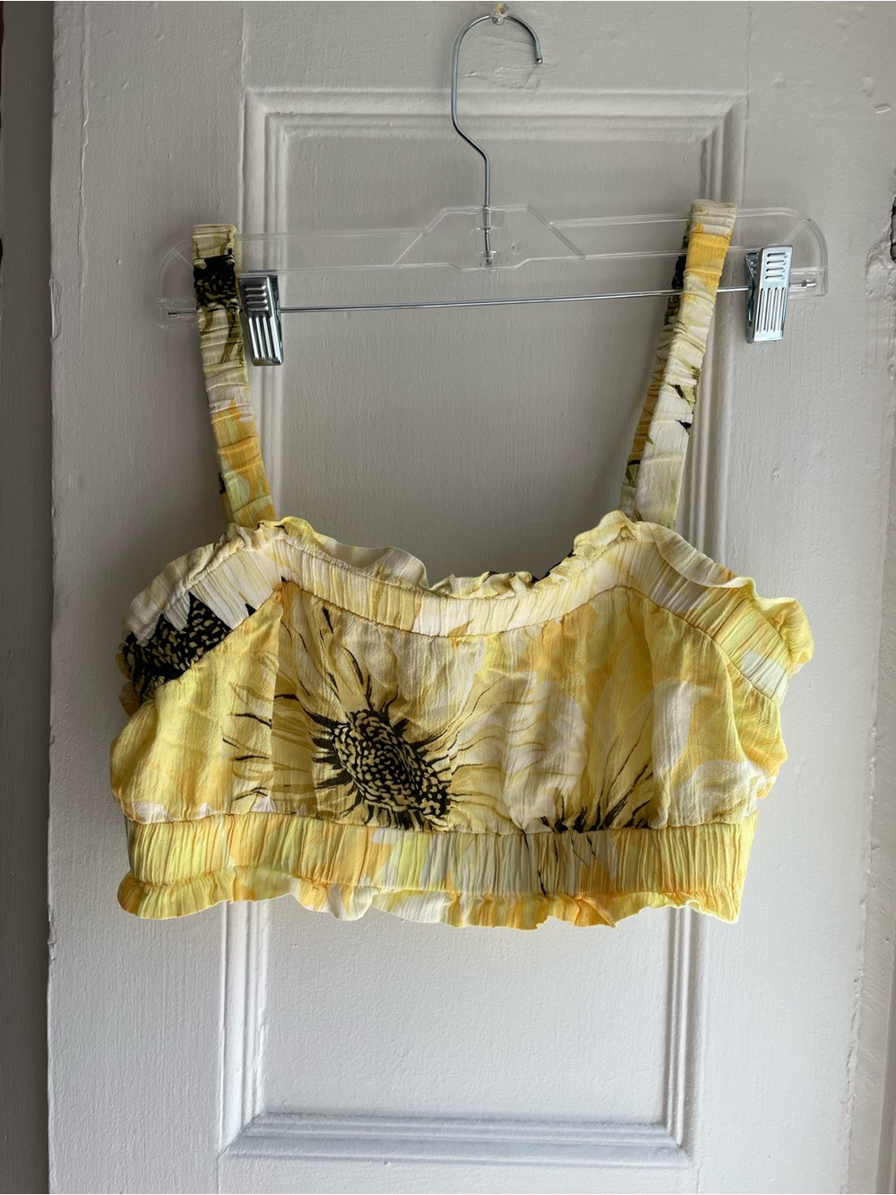 H&M Yellow Sunflower Print Cropped Crop Top